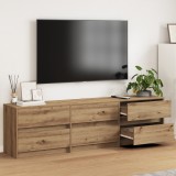vidaXL Cabinet TV cu lumini cu bandă LED cu sertar cu depozitare Maro 181 x 34 x 50 cm