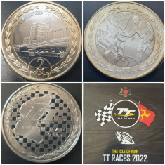 Set 3 monede 2x2 pounds+ 1 crown 2022 Isle of Man, TT Races 2022 Album, Bunc