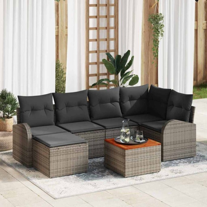 vidaXL Set de canapele pentru grădină 7 pcs Gri Rattan poli 3347601