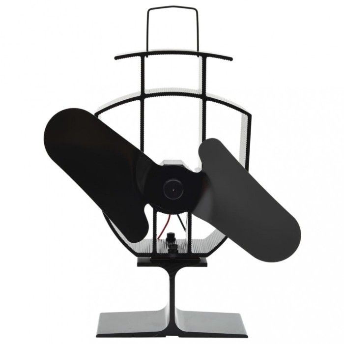 vidaXL Ventilator de sobă cu alimentare termică, 2 palete, negru 51235