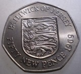 B.412 JERSEY ELIZABETH II 50 NEW PENCE 1969 AUNC