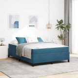 VidaXL Cadru de pat Albastru &icirc;nchis și alb 160 x 200 cm Catifea