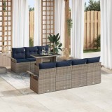 vidaXL Set de canapele pentru grădină cu pernă 8 pcs Gri Poli Rattan 3356968