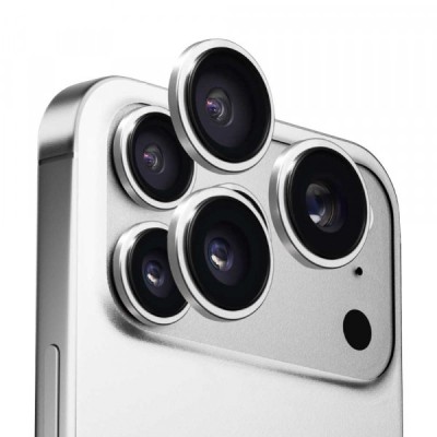 Folie de protectie Camera Spate Anank AR pentru Apple iPhone 17 Pro Max / 17 Pro, Sticla Securizata, Argintie foto