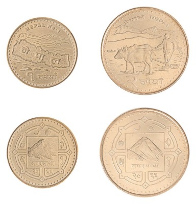 NEPAL █ SET DE MONEDE █ 1 + 2 Rupees █ 2066 (2009) █ KM-1204-1188 █ UNC foto