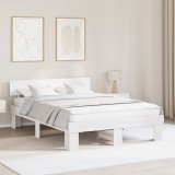 vidaXL Cadru de pat cu headboard Alb 140 x 200 cm Lemn de brad solid