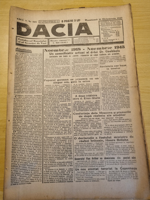Dacia 31 octombrie 1943-stiri al 2-lea razboi mondial,articol de goebbels