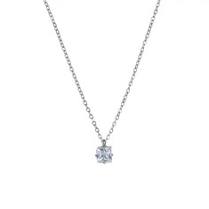 Colier Femei, Language of Jewels, Pandantiv Piatra Patrata, Argintiu, Lila