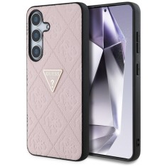 Husa Samsung Galaxy S25 Guess Leather Grained Hot Stamp 4G Triangle Metal, roz, GUHCS25SPGP4STRP foto