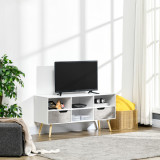 HOMCOM Dulap TV modern cu sertare si rafturi, dulap din lemn pentru TV pana la 50&quot;, 117x39x56,7cm, alb si gri