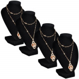 Suport bijuterii flanel pentru colier, negru, 9 x 8,5 x 15 cm, 4 buc GartenMobel Dekor, vidaXL