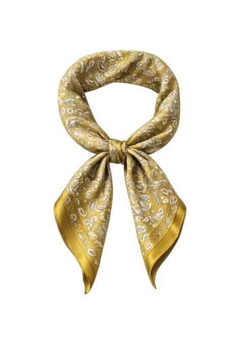 Esarfa satin Paisley mustar