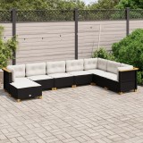 vidaXL Set mobilier de grădină cu perne, 8 piese, negru, poliratan 3261953