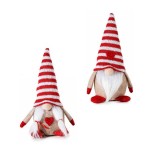 Set 2 figurine Mos Craciun si Craciunita textil multicolor II cm 8x7x19 H