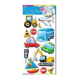 Set 12 stickere perete 3D, vehicule, 60 x 32 cm, Oem