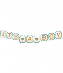 Ghirlanda decorativa party It&amp;#039;s a Boy, 9 piese, litere aurii, albastru foto