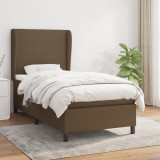 VidaXL Pat box spring cu saltea, maro &icirc;nchis, 100x200 cm, textil