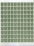 |Romania, LP 154/1943, Mihai I (filig. MM) (uzuale), 0,50 lei, verde, coala, MNH, Nestampilat