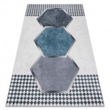 ANDRE 1863 covor lavabil Caro, geometric anti-alunecare - alb / negru, 120x170 cm