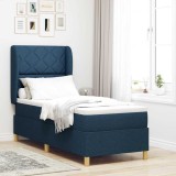 vidaXL Pat cu saltea cu arcuri Gri &icirc;nchis 90x190 cm cu saltea albastru