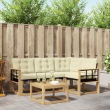vidaXL Set Canapele Exterior Alb Crem Lemn Acacia Textilene Pernă Gradina