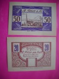 HOPCT BANCNOTA NOTGELD NR 48 - ST PETER - SET 2 BUC -20 SI 50 HELLER 1920 -AUSTRIA-UNC
