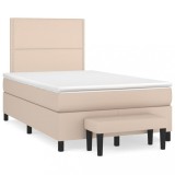 Cumpara ieftin Pat box spring cu saltea, cappuccino, 120x200cm piele ecologica
