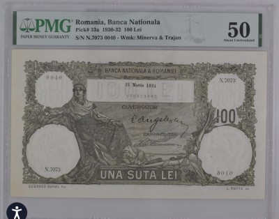 100 lei Martie 1931 PMG50 Aunc rara! foto
