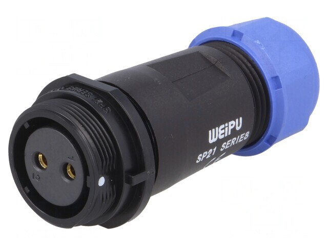 Mufă SP21 Mamă 2 PIN IP68 30A 500V Lipire