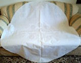 Fata de masa Vintage din bumbac cu broderie manuala Irlandeza- Ovala