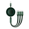 CABLU alimentare si date Baseus Bright Mirror 2 Retractable 3-in-1, pt. smartphone, USB la Micro-USB+Lightning+USB Type-C 66W, 1.1m, verde &quot;CAMJ010106