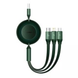 CABLU alimentare si date Baseus Bright Mirror 2 Retractable 3-in-1, pt. smartphone, USB la Micro-USB+Lightning+USB Type-C 66W, 1.1m, verde &quot;CAMJ010106