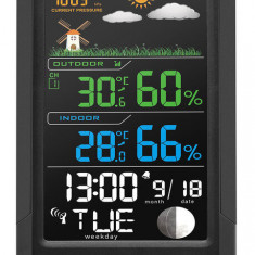 Statie meteo interior-exterior GoGEN ME 1296, senzor extern fara fir, LCD color