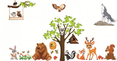 Sticker copii - Animale in padure - 230x140 cm foto
