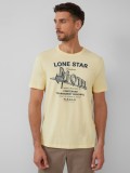 s.Oliver Tricou barbati cu decolteu la baza gatului, imprimeu text, Regular fit, Galben, S