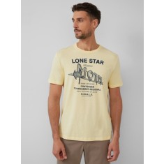 s.Oliver Tricou barbati cu decolteu la baza gatului, imprimeu text, Regular fit, Galben, S