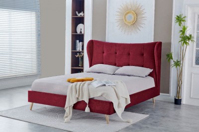 Pat Almera 160x200 cm Tapitat Catifea Burgundy Somiera Inclusa (cod ML 2227-11) foto