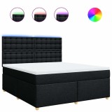 Cumpara ieftin Pat box spring cu saltea, negru, 180x200 cm, catifea