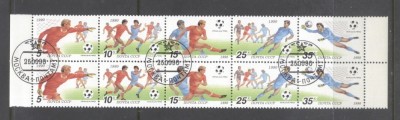 Russia CCCP 1990 2 x Sport World Cup Football Mi.6088-92 used TA.024 foto