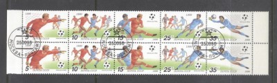 Russia CCCP 1990 2 x Sport World Cup Football Mi.6088-92 used TA.024 foto