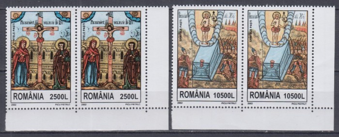 ROMANIA 2002 LP 1583 SFINTELE PASTI PERECHE SERII MNH