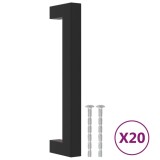 Manere de dulap, 20 buc., negru, 128 mm, otel inoxidabil