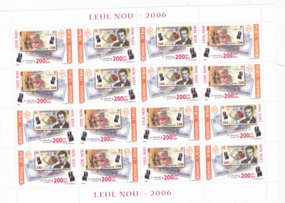Romania 2006, LP 1750 b, Leul Nou 2006, minicoala de 16 timbre, MNH! foto