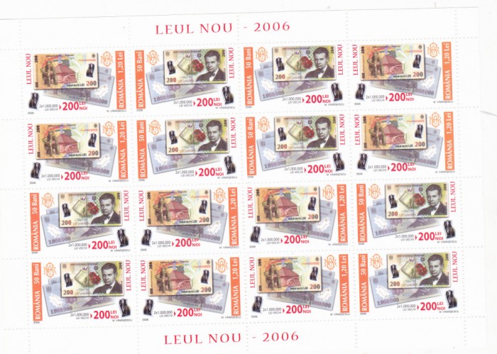Romania 2006, LP 1750 b, Leul Nou 2006, minicoala de 16 timbre, MNH!