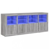 Servanta cu lumini LED, gri sonoma, 163x37x67 cm