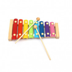 Xilofon din lemn, 8 note muzicale din lemn, Multicolor