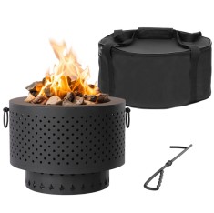 Focar fara fum portabil Navaris cu poker, 31.5x45x31.5 cm, pentru camping, 61571.01