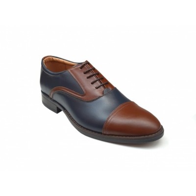 Pantofi barbati eleganti, din piele naturala, Maro - Albastru, CIUCALETI SHOES, TEST44 foto