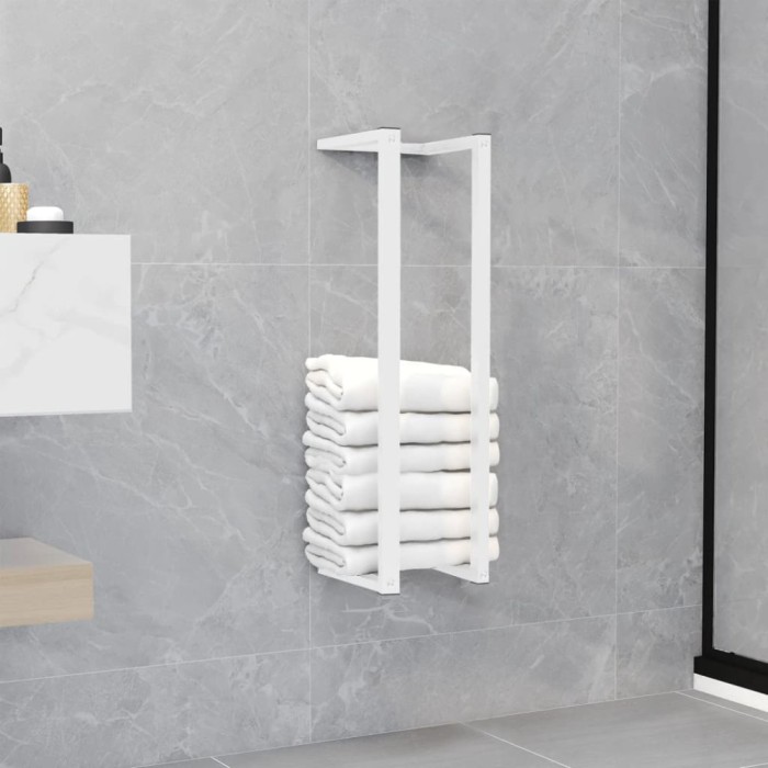 Gossi suport de prosoape, alb, 12,5x12,5x60 cm, otel