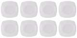 Set farfurii 8 piese, Servit Fructe Patrate, Albe, Portelan, diametru 18x18 cm